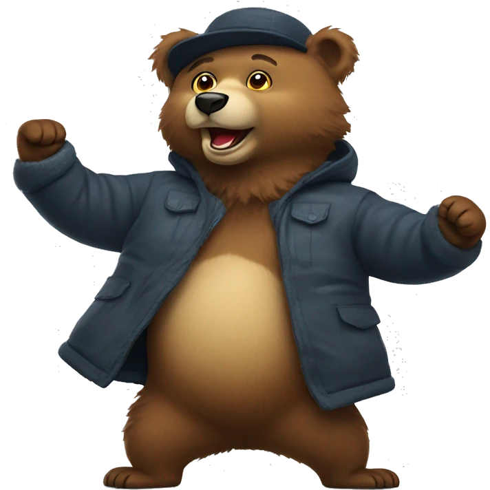 dancing bear in Ushanka emoji