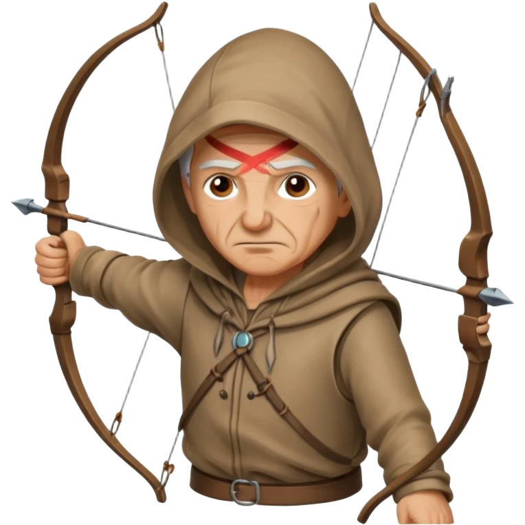 Archer âgé capuche position tir emoji