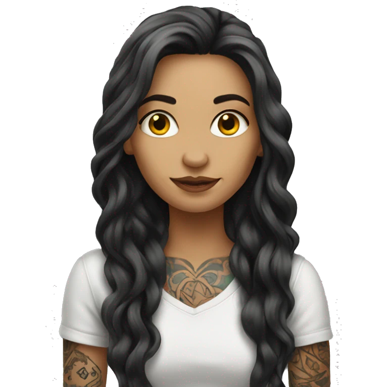 tattooed woman very attractive long hair emoji