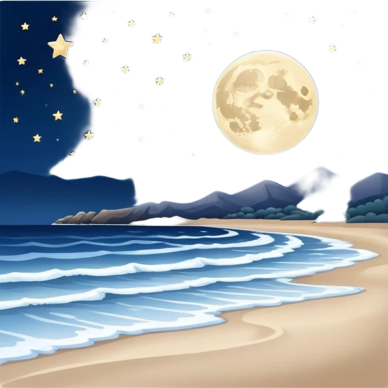 Stars and full moon over the beach emoji