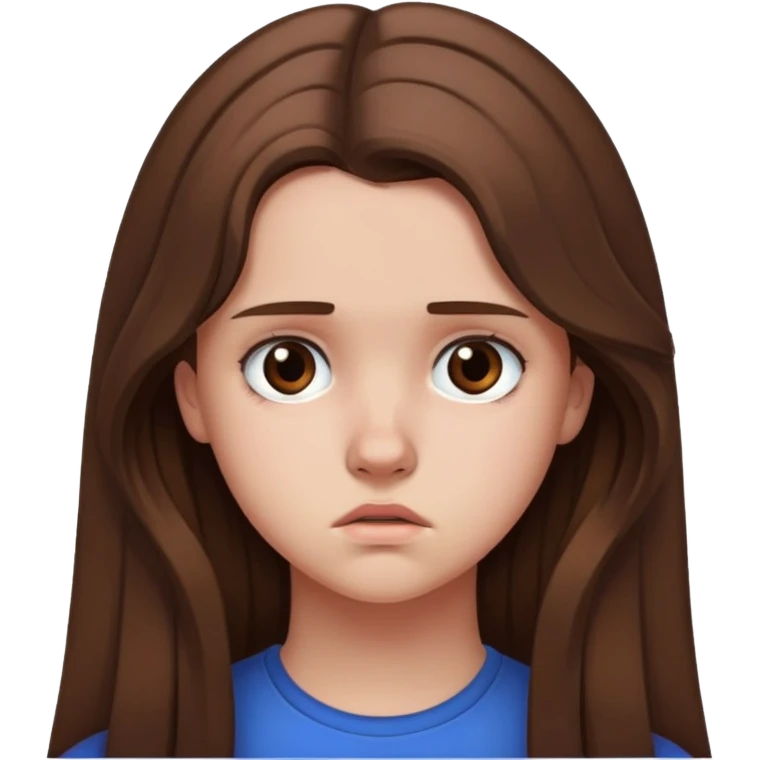 Teenage girl with long brown hair and sad expression, Hannah Baker character emoji