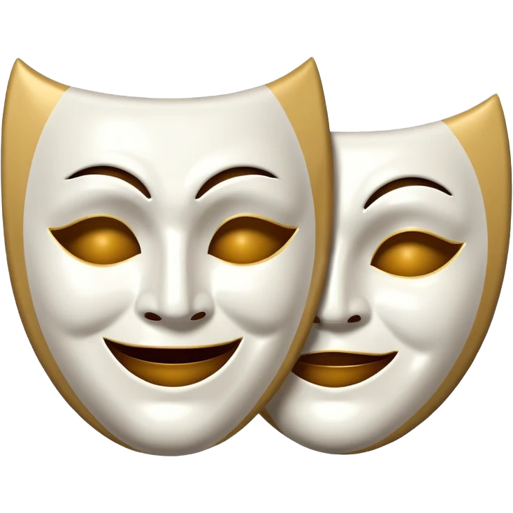  color white Two mask that is circling one is happy the other is sad emoji