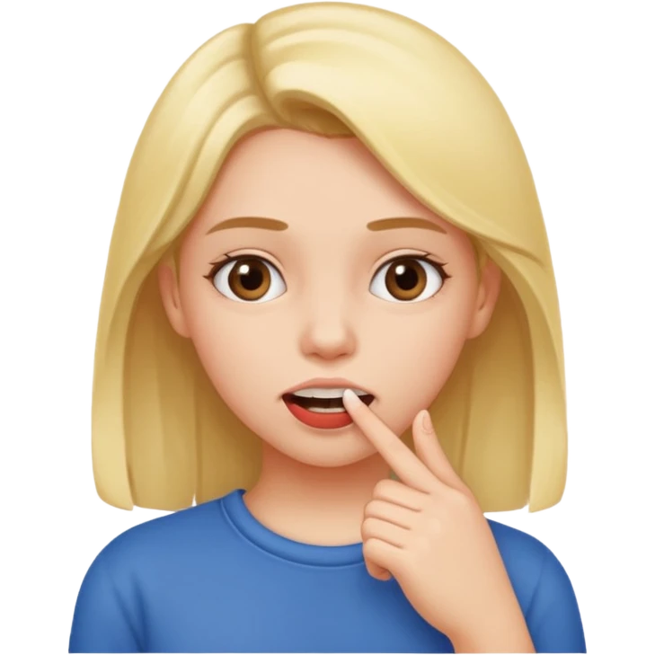 Girl who is putting her finger between her teeth emoji