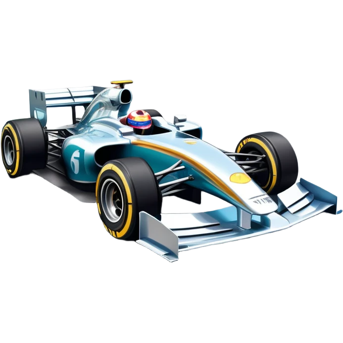 An icon showing a Formula 1 car racing down a track, with the vibrant speed and motion captured in the design. The background features a grand racing stadium with packed stands and winding turns, symbolizing the thrill of high-speed racing. Transparent background highlights the excitement. emoji