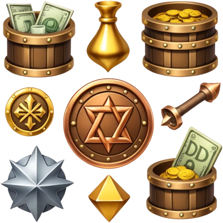 dnd item icon, medieval, currency gold, silver, copper icons emoji