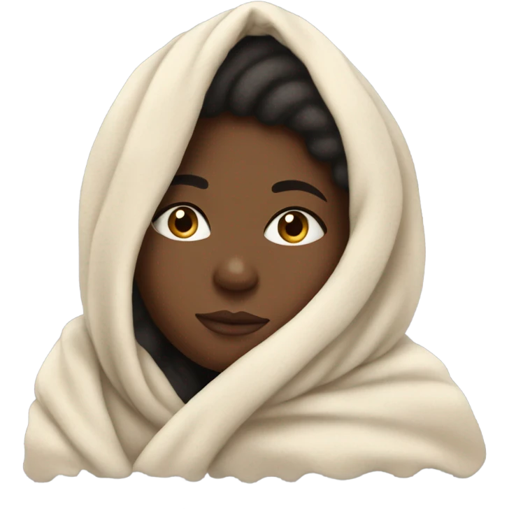 Black girl wrapped up in blanket emoji