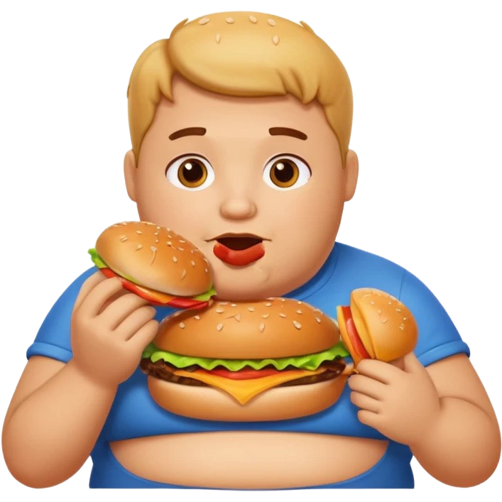 Un gordo comiendo una hamburguesa emoji