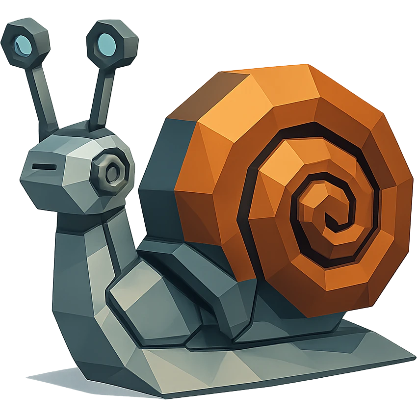 low-poly polygonal style robot snail emoji
