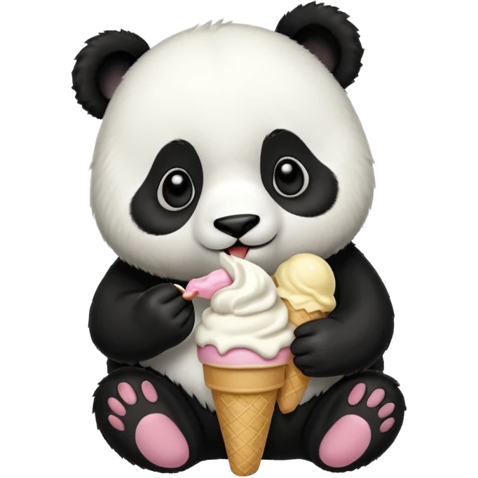 Panda eating ice cream emoji