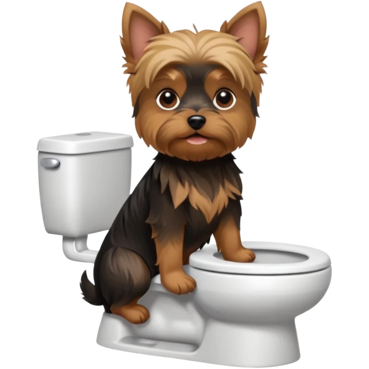 Yorkshire terrier na privada sentado fazer poop emoji