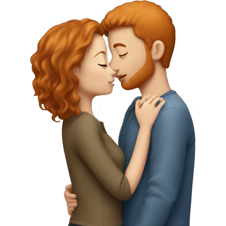 Brown hair girl kissing ginger guy emoji