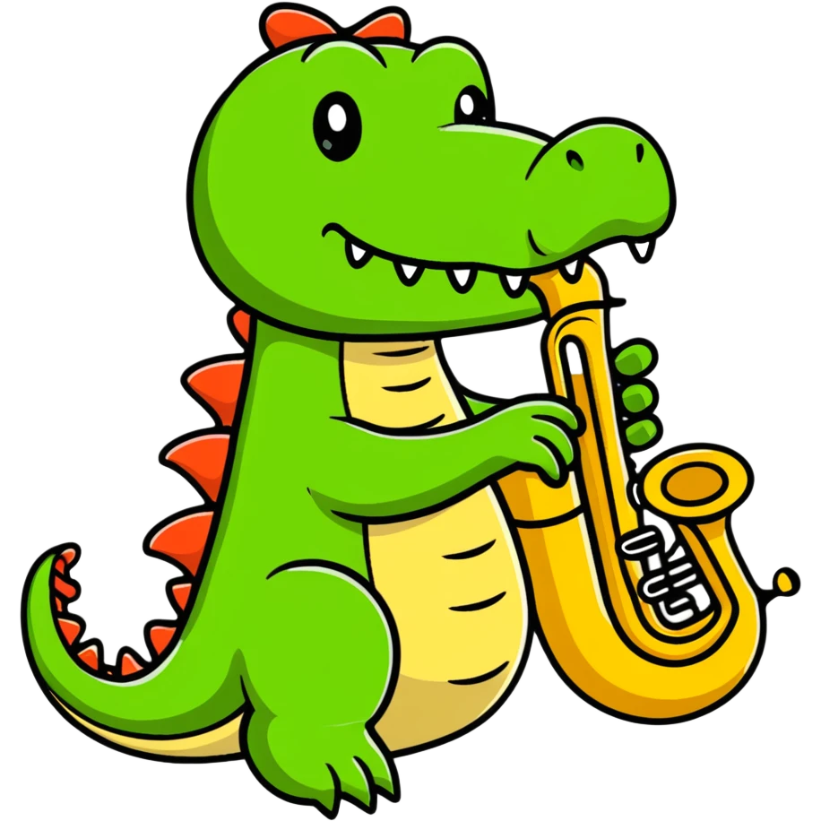 crocodile playing a bombardino euphonium emoji