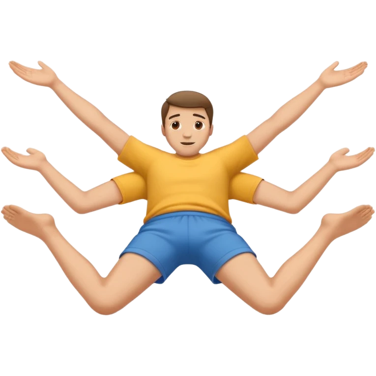 a man lying flat on the floor, arms and legs spread out, simple emoji style emoji