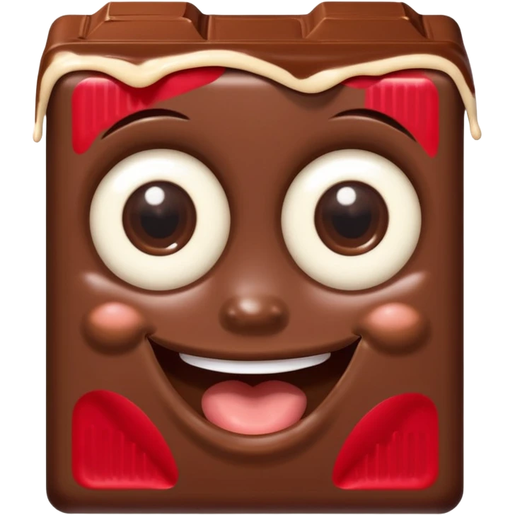  chocolate bar with eyes and mouth looking at the camer emoji