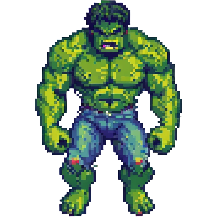 Hulk smashing, pixel art style emoji