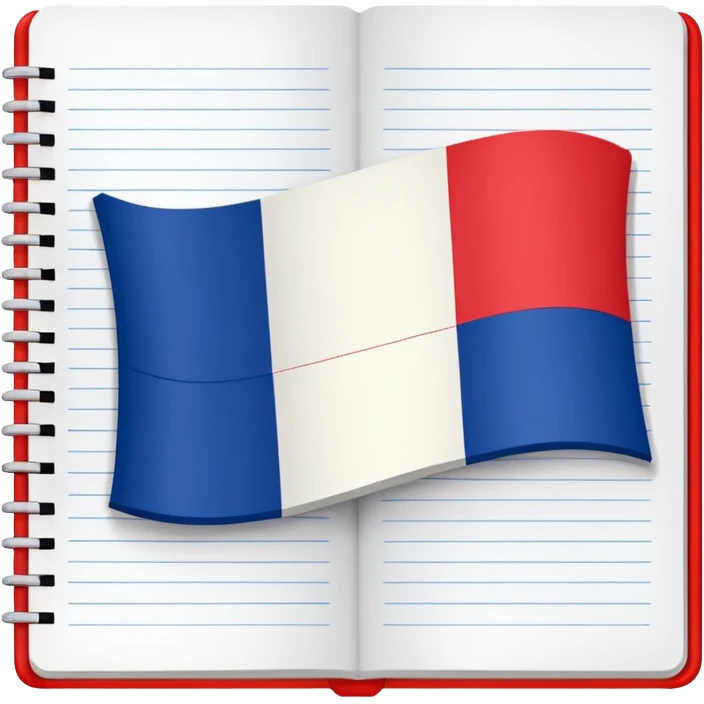 open notebook with French flag on the page emoji