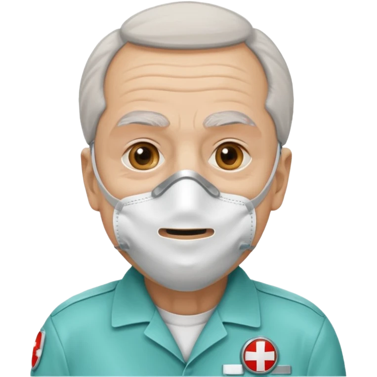 old man with simple ambulance mask  emoji