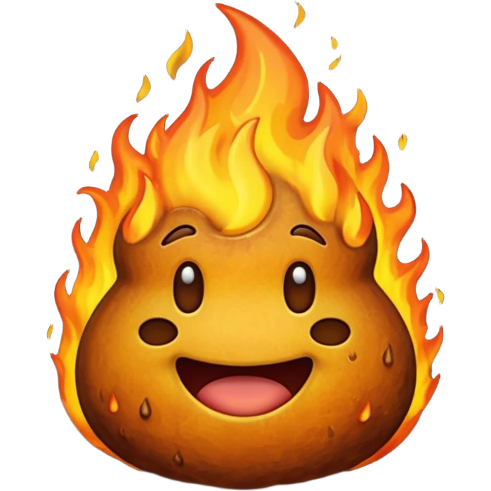original poop emoji but on fire emoji