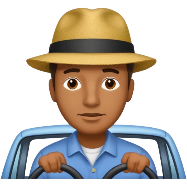 homme créole réunionnais  avec chapeau embouteillage route  emoji