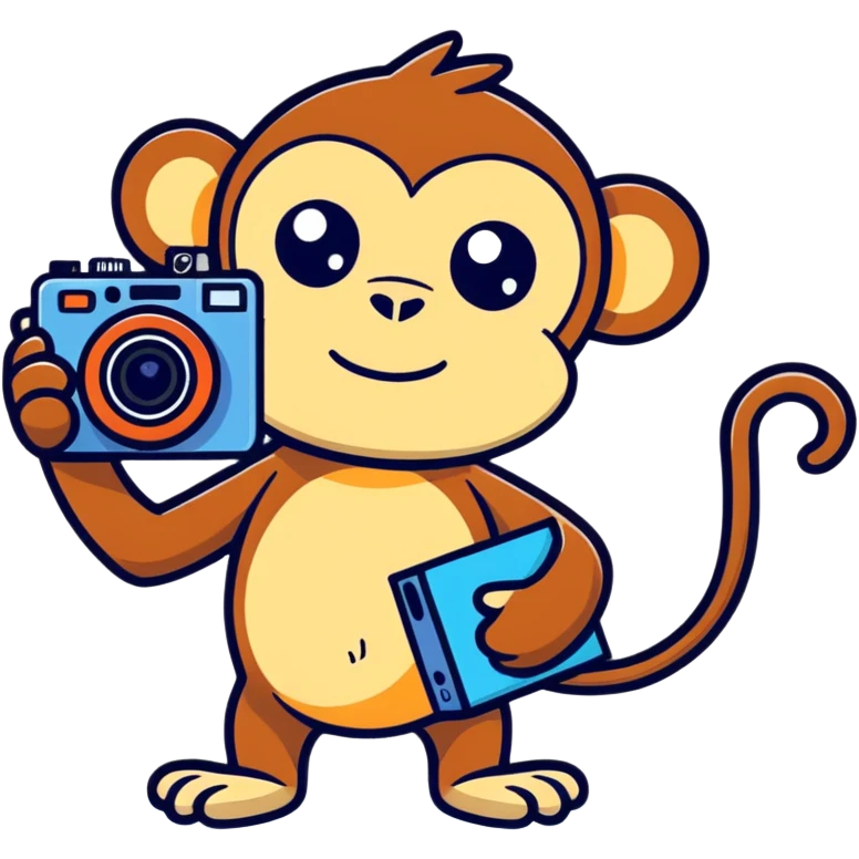 Monkey taking a photo emoji