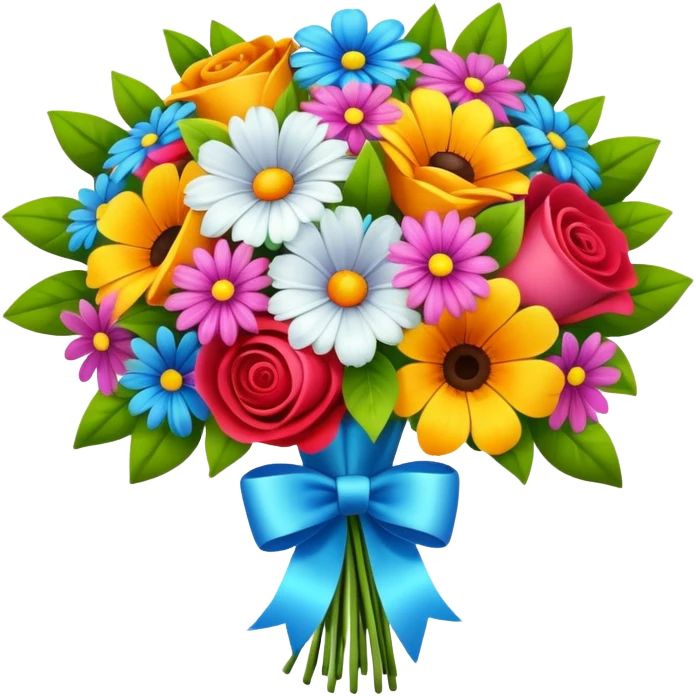 Wedding bouquet with colorful flowers emoji