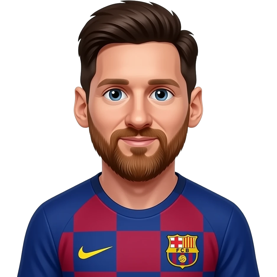 A napravi coveka sa bradom i brkovima i sa dresom barcelone i da je messi emoji