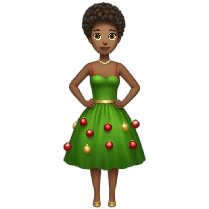 Woman, christmas dress, full body emoji
