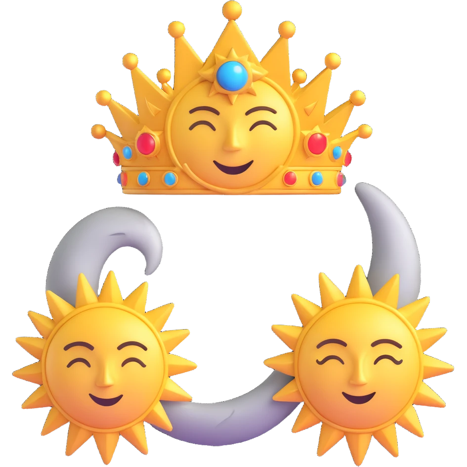 celestial sun and moon crown emoji