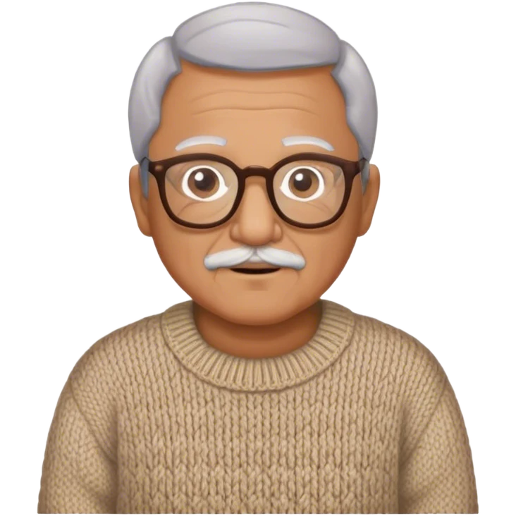 Latino grandfather, light brown, with knitted sweater and eyeglasses emoji