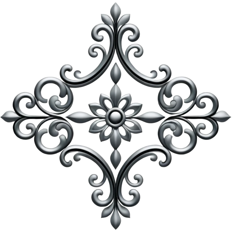 Black and silver filigree page divider, 3D, extremely detailed design emoji