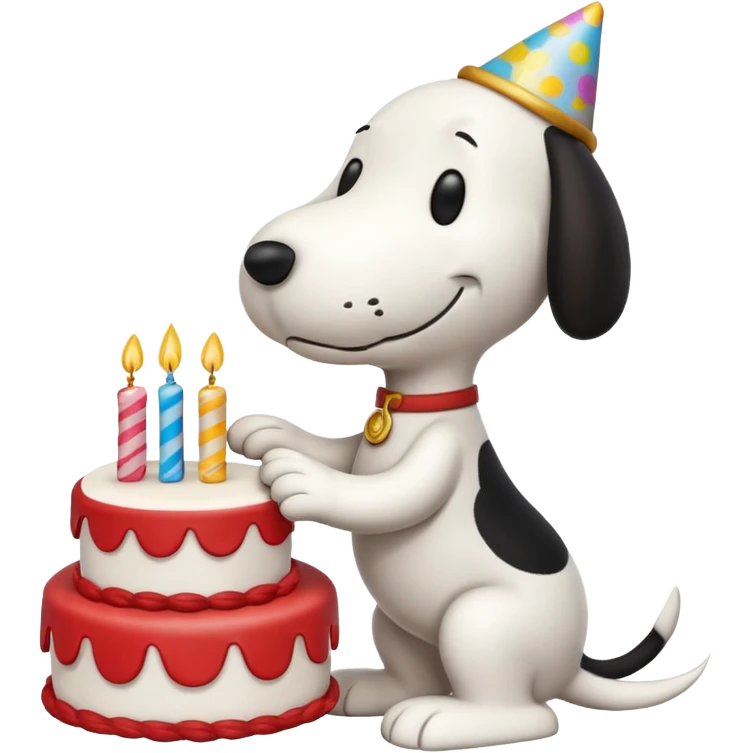 Snoopy with a birthday cake emoji