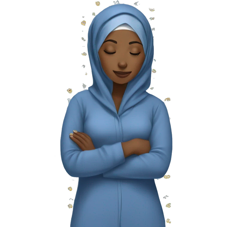 Black Hijabi sleeping in blue pyjamas emoji