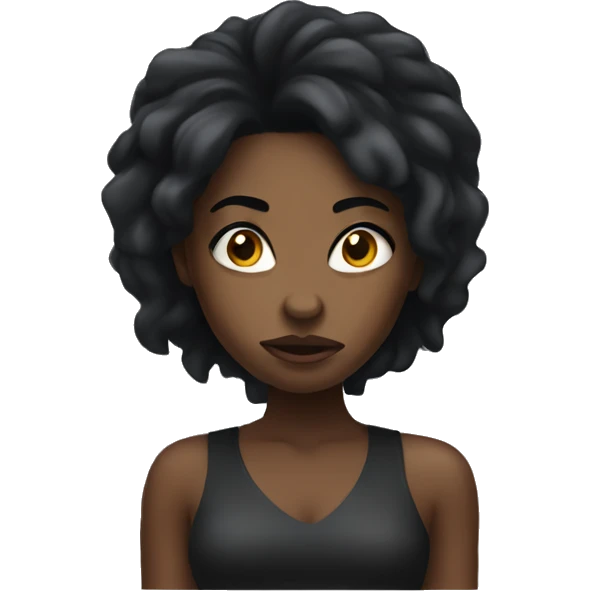 Mad emoji black girl with black hair  emoji
