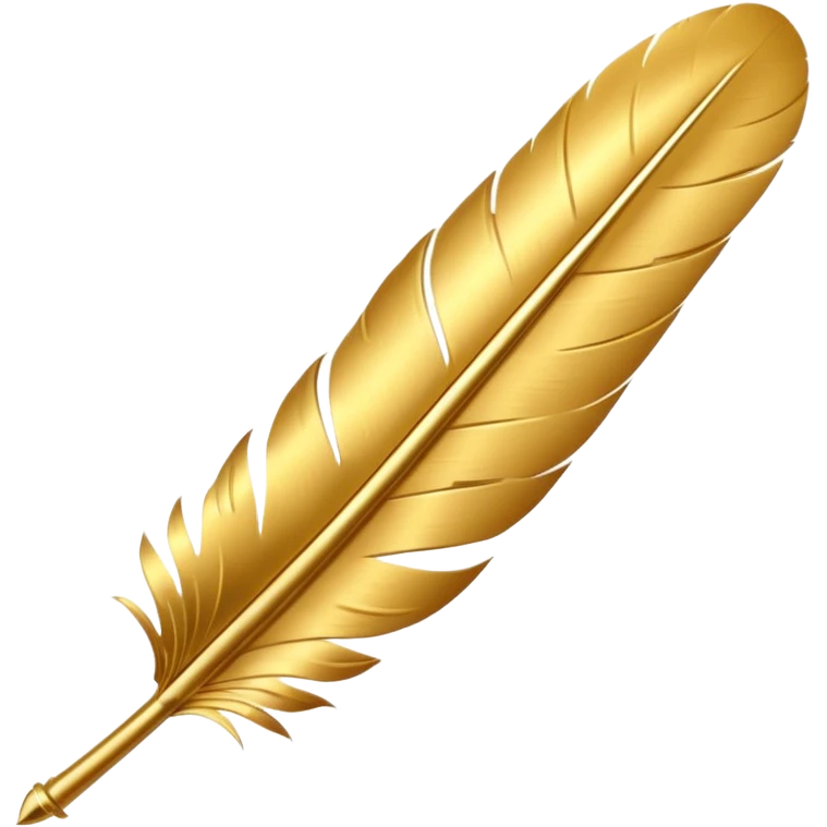 3D perspective Premium golden writing feather emoji