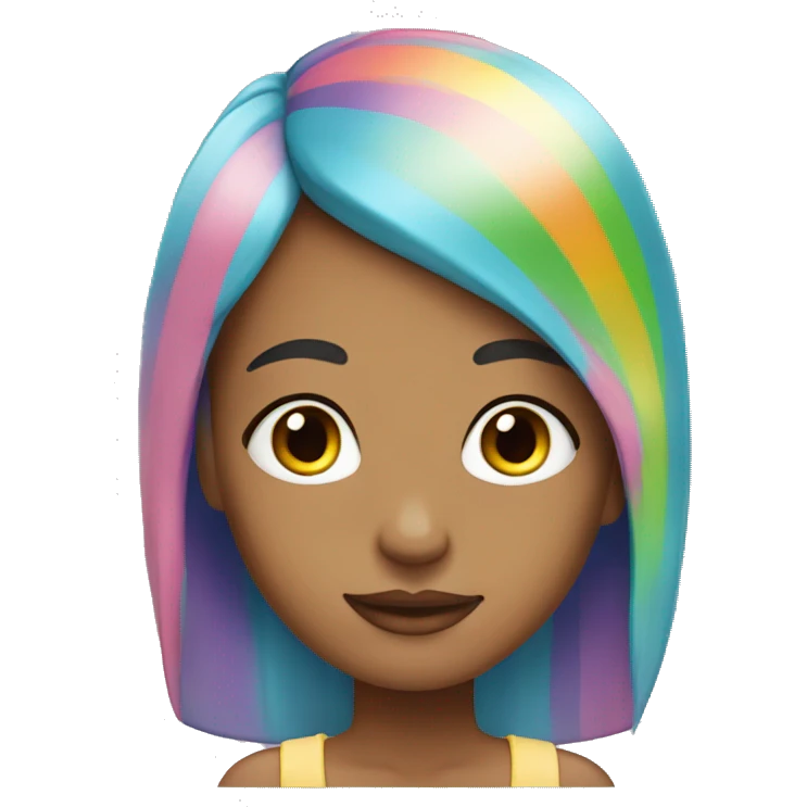 Gen X girl with long straight pastel rainbow hair emoji