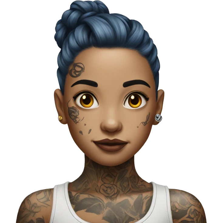 realistic portrait of girl with tattoos emoji