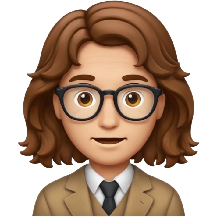give the nerd emoji brown wavy hair in a center part emoji