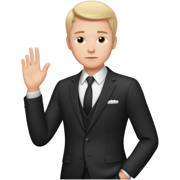 white man in formal suit in thought, shows something with his hand emoji