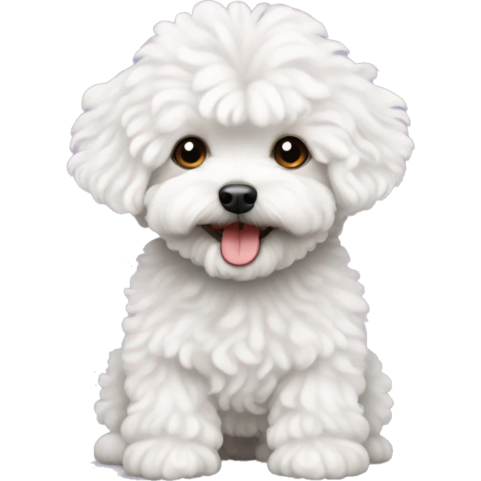 White curly maltipoo with big curly Afro emoji