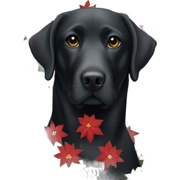 Black Labrador poinsettias  emoji