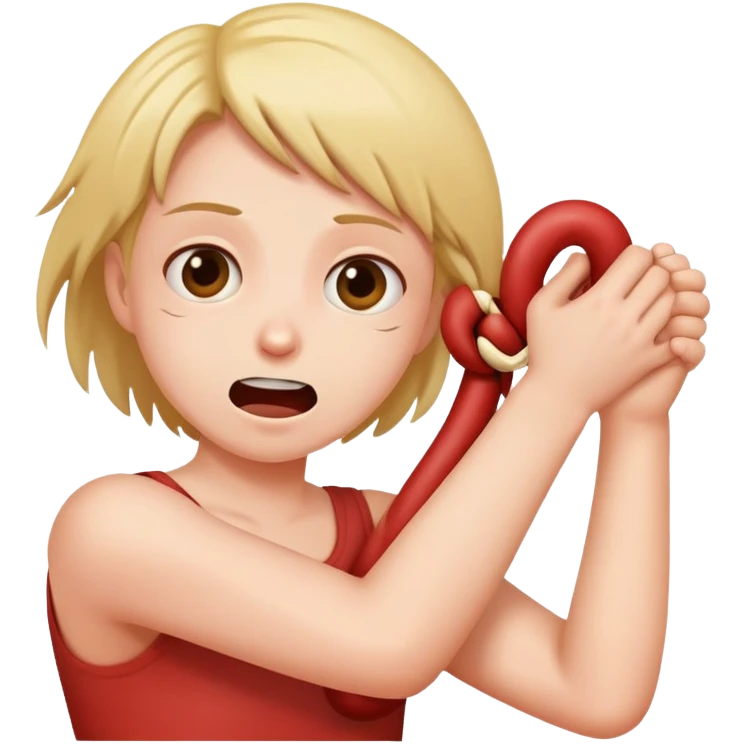 Person strangling themselves playfully emoji