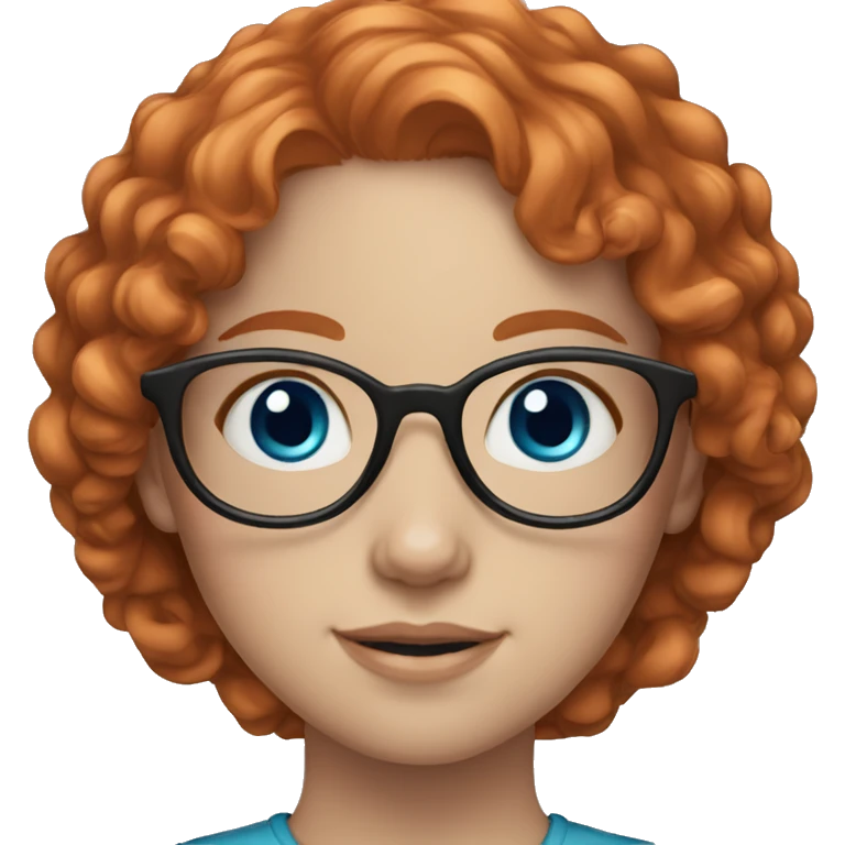 girl with light red curly hair, pale skin, blue eyesand glasses emoji