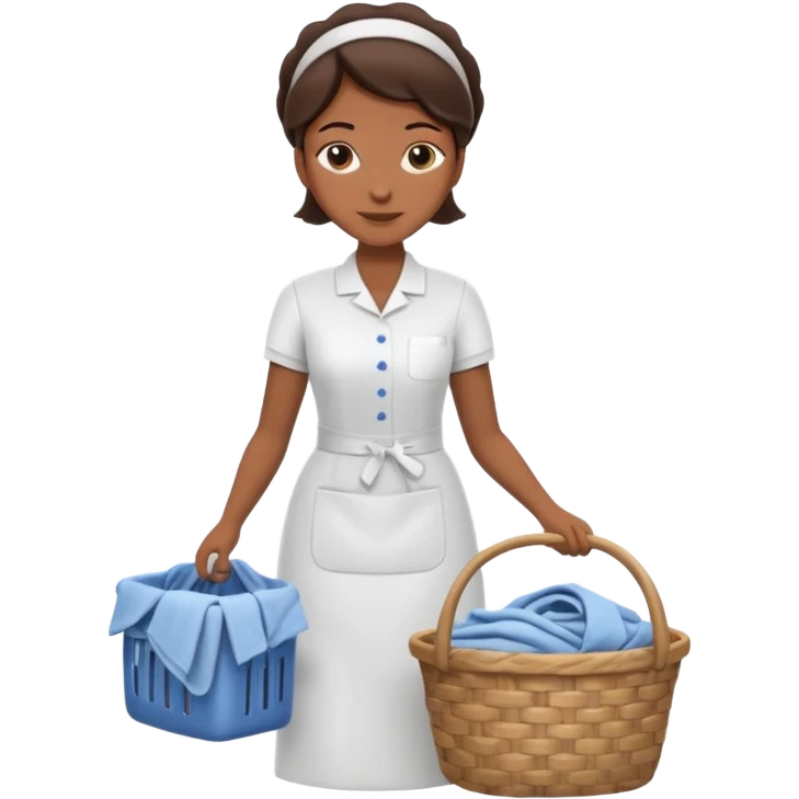 a detailed, high quality full body illustration of a housekeeper folding the laundry, emoji