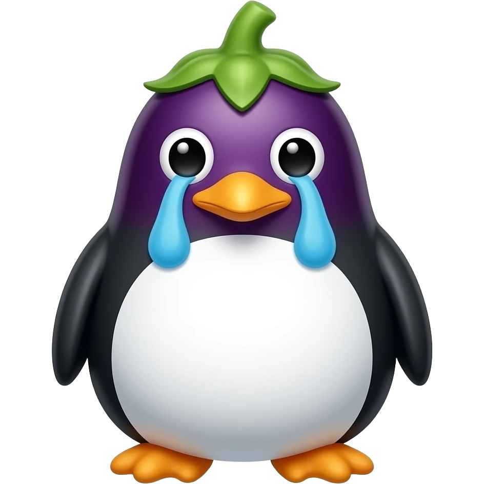 penguin eggplant sad emoji