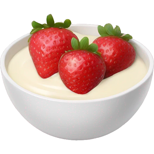 Yogurt in a pink bowl with sliced strawberries  emoji