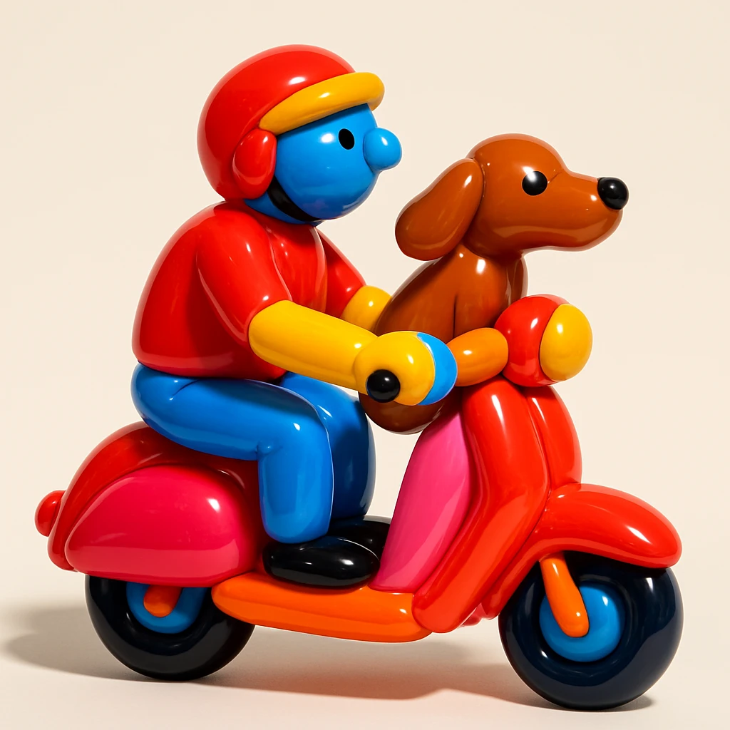 man and his pet dog riding a vespa emoji