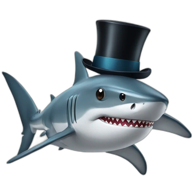 Shark with a top hat emoji