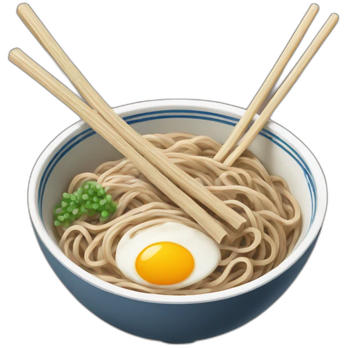 bowl of japanese buckwheat soba noodles with two chopsticks without egg emoji
