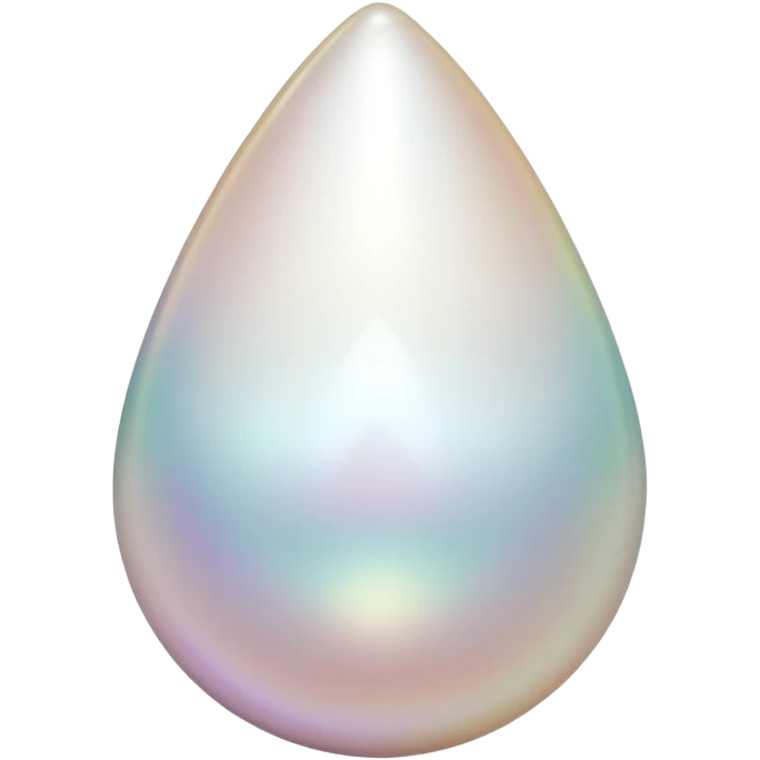 white pearlescent teardrop shaped pearl  emoji