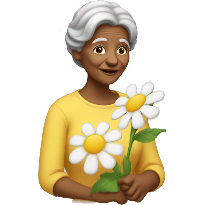 grandmother with a flower on ha ir emoji